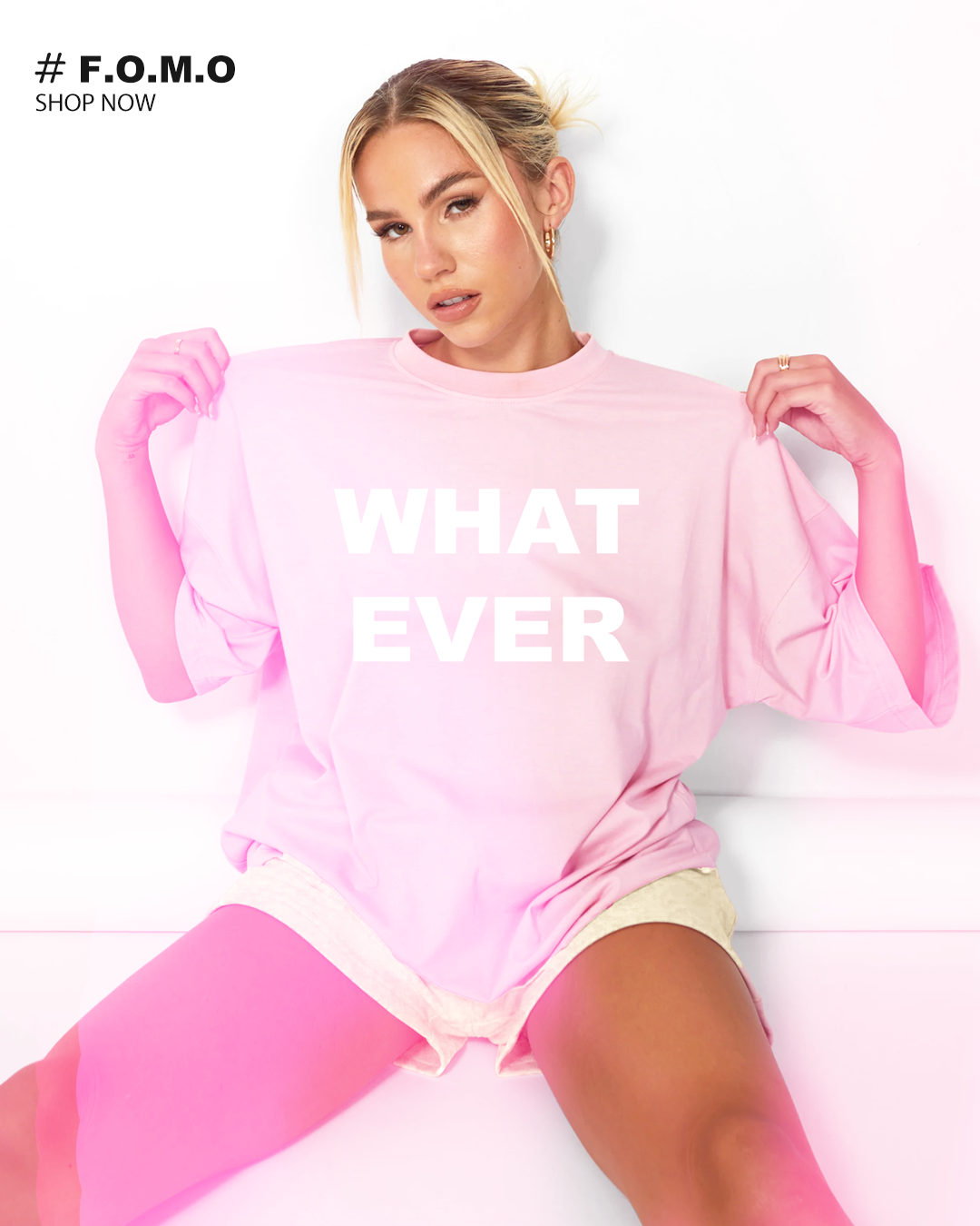 WHAT EVER PINK UNISEX OVERSIZE TEE