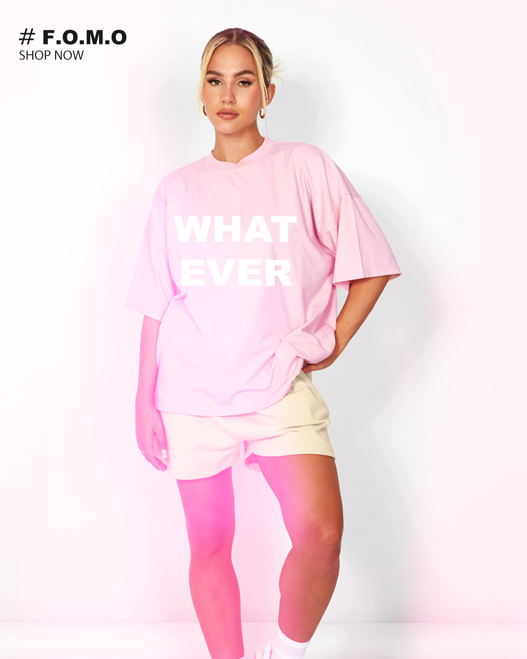 WHAT EVER PINK UNISEX OVERSIZE TEE